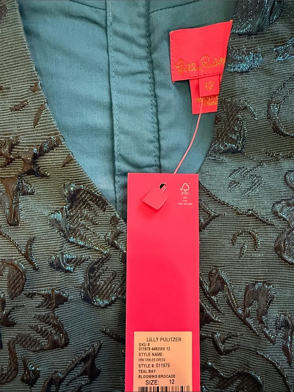 Lilly Pulitzer girls mini tanlee dress in teal bay blooming brocade size 12 NWT